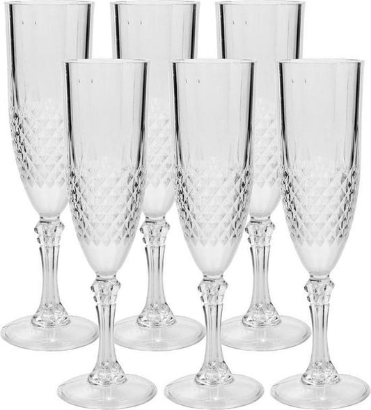 6x stuks Champagne glazen 200 ml van kunststof - Onbreekbare glazen