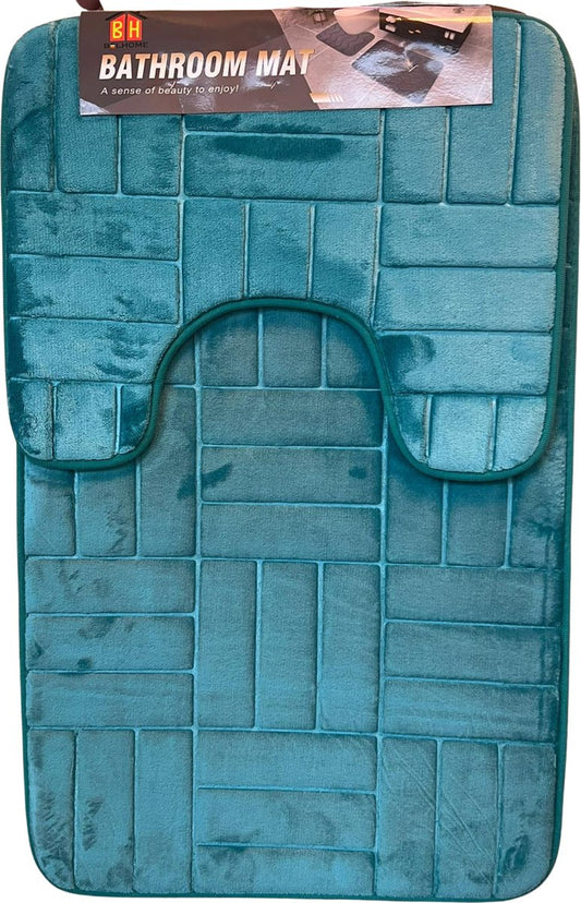 Badkamermat set met uitsparing turquoise