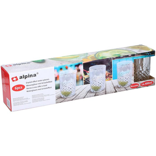 Alpina - waterglazen met kristaleffect - 6 stuks