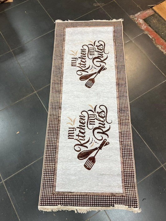 Cuisine coureur Cuisine - tapis de cuisine - 80x200 cm - lavable -Tapis - Tapis de cuisine - Tapis de cuisine - Tapis coureur - Tapis coureur beige marron